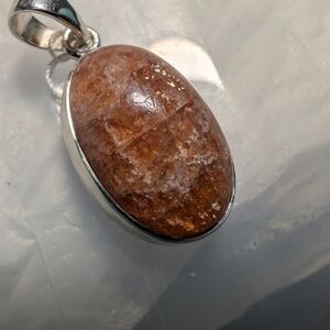 Hold For Client Elegant Sterling Silver  Sun Stone Pendant